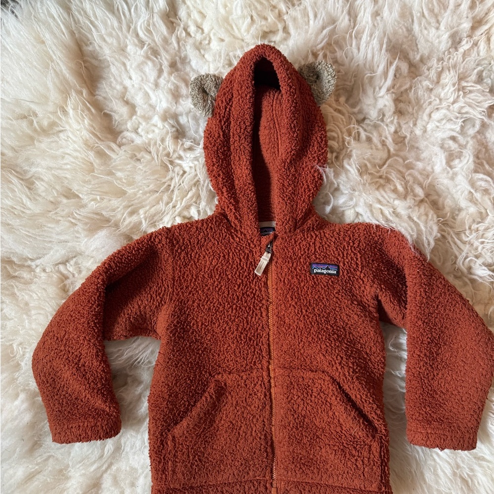 Patagonia unisex Cozy Orange Kids Hoodie 3T